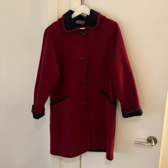 Vintage Red Duffle mid length coat made in italy size small to medium - Picture 1 of 11